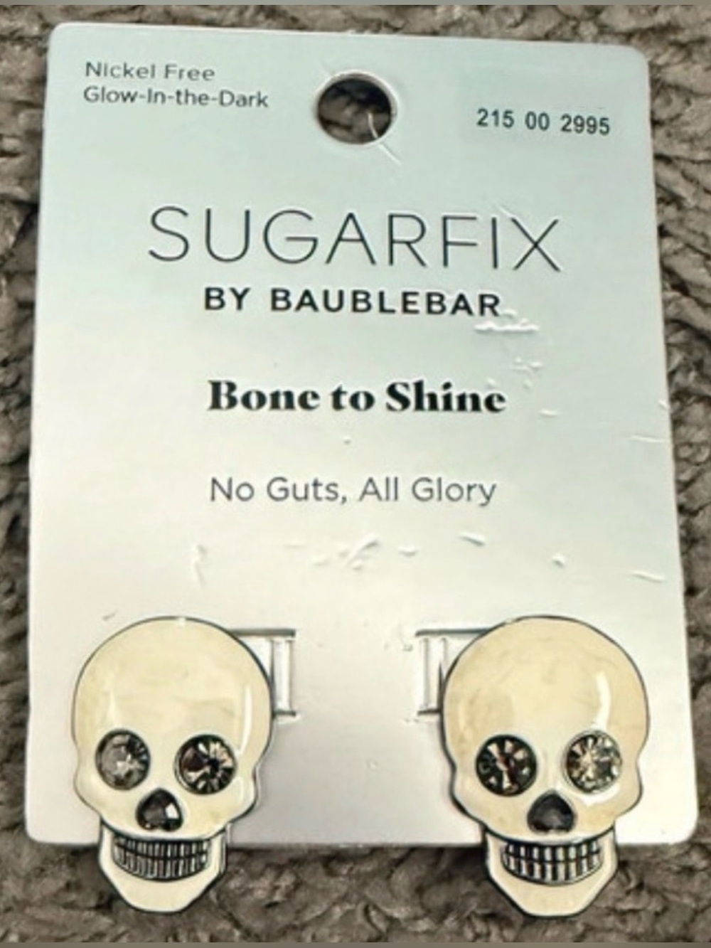 BAUBLEBAR Halloween Sparkling Eyes Creepy Scary Spooky Skull Earrings NEW NWT